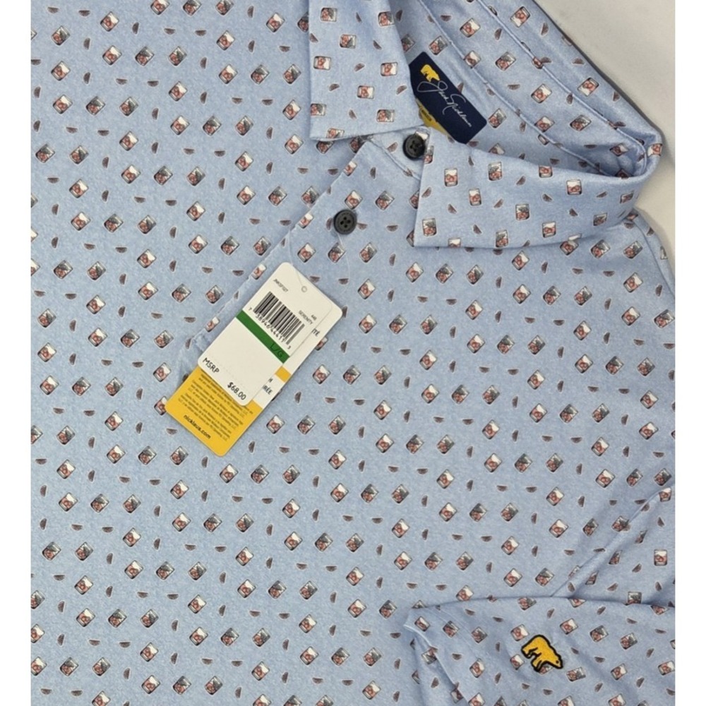 NEW Jack Nicklaus Golden Bear Performance Golf Polo Shirt Men Large Cocktail AOP